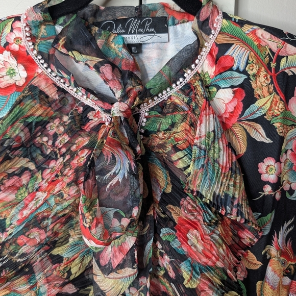 Dalia MacPhee Tropical Bird Print Dress sz XL - Picture 4 of 8